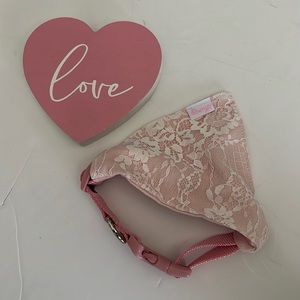 Whimsey Pink Lace Dog Bandanna With Adjustable Collar